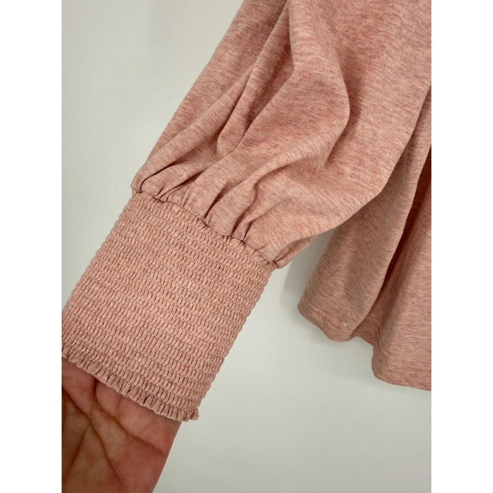 7 For All Mankind Top Womens Medium Rose Pink Puff Sleeve Smocked Cuff 69497 - Picture 4 of 7